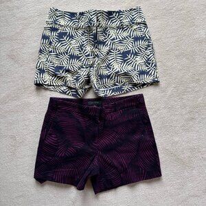 Bundle: Ann Taylor size 4 printed shorts in blue and white and purple and black